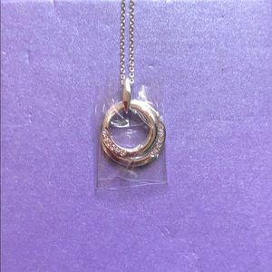 Sterling silver necklace double loop w/crystal